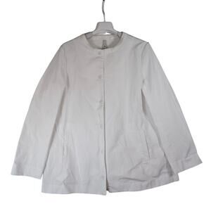 Jarbo Savario Snap Front Jacket Japanese Memory Twill Optic White Womens Size 32